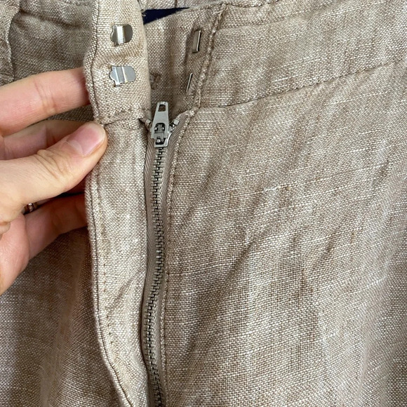 100% FLAX LINEN  M&S Collection Beige Tan Wide Leg Trouser Pants Size 18 Short - Picture 6 of 16